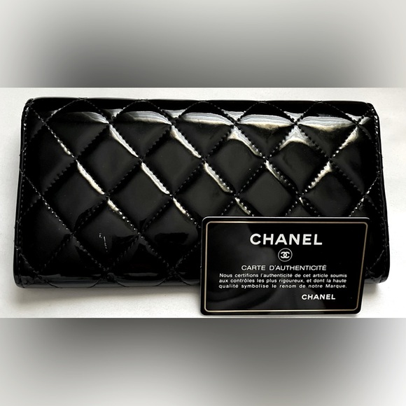 Chanel Authentic Quilted Large Patent Leather Flap Wallet EC - Picture 3 of 13